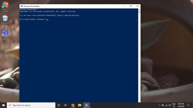 Avslutningskommandoen i Windows 10 PowerShell