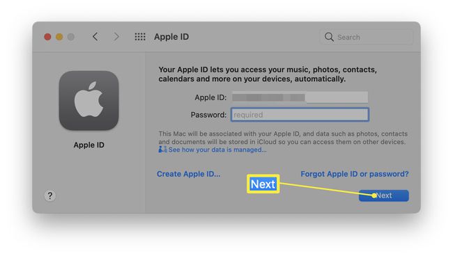 次が強調表示されたAppleID画面 