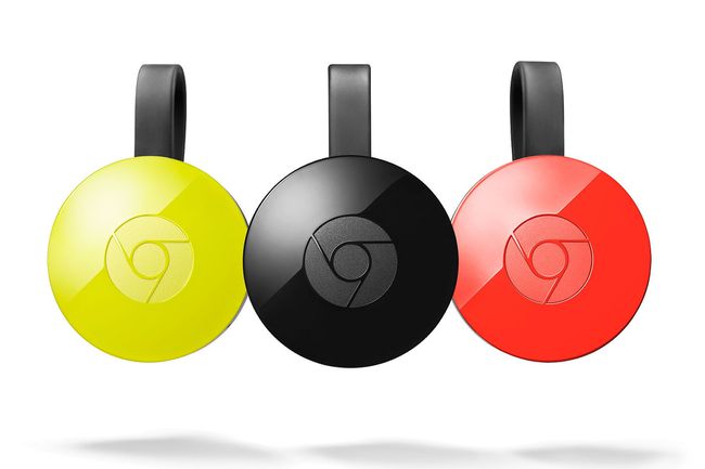 Chromecast 3 สี สีเหลือง สีดำ และสีแดง