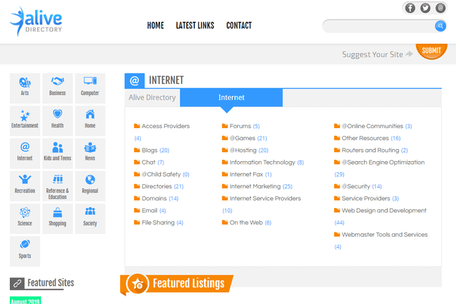 Asunto de Internet de Live Web Directory