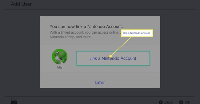 Συνδέστε έναν λογαριασμό Nintendo στη διαδικασία δημιουργίας χρήστη του Nintendo Switch.