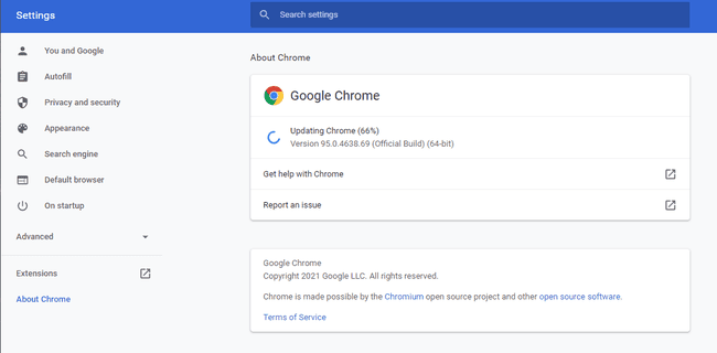 Aggiornamento dell'indicatore di avanzamento di Chrome nel browser web Chrome