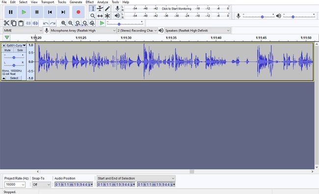 Aplikace pro úpravu zvuku Windows 10 Audacity.