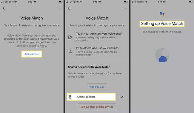 iPhoneのGoogleHomeアプリでVoiceMatchを設定します。