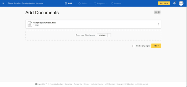 Přidání dokumentů do DocuSign k odeslání k podpisu