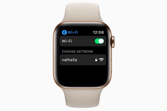 Un Apple Watch cu setări Wi-Fi deschise