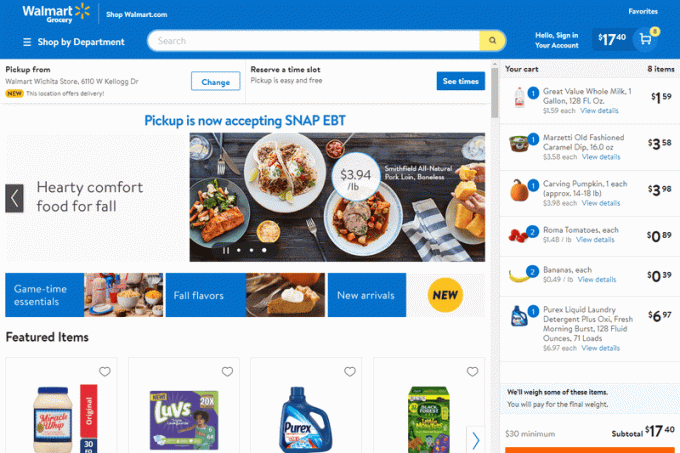 월마트 온라인 식료품 쇼핑 사이트