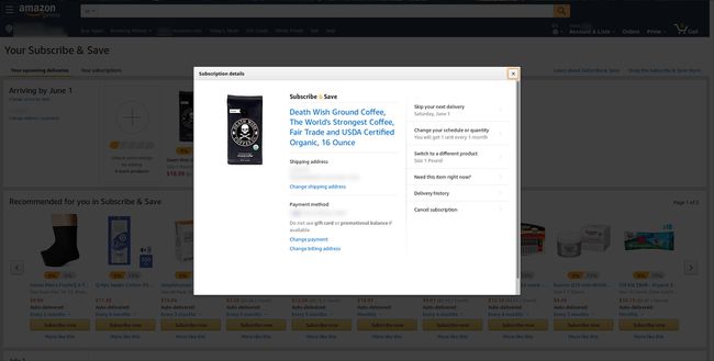 Amazon購読の変更と購読の保存