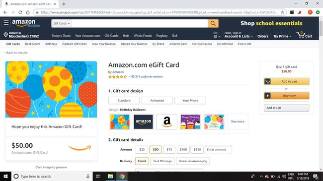 Elija el diseño que desee para su tarjeta regalo electrónica de Amazon