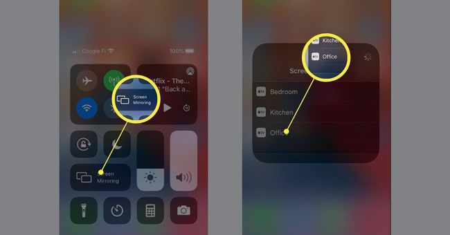 Omogućavanje značajke Screen Mirroring na iOS-u.