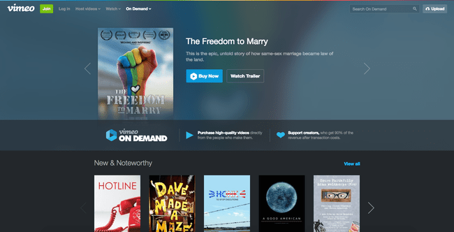 หน้าเว็บ Vimeo On Demand