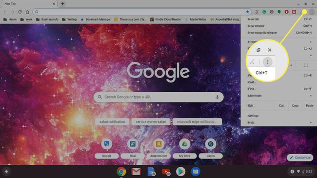 El menú Más en ChromeOS