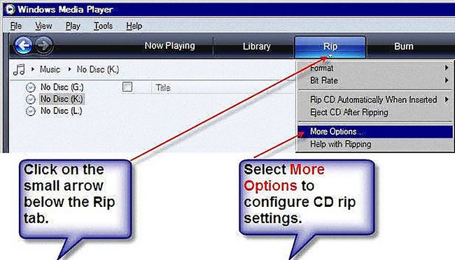 Zgrywanie płyty CD w Windows Media Player 11