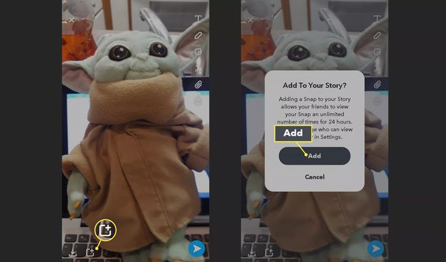 Snapchatストーリーにスナップを追加する