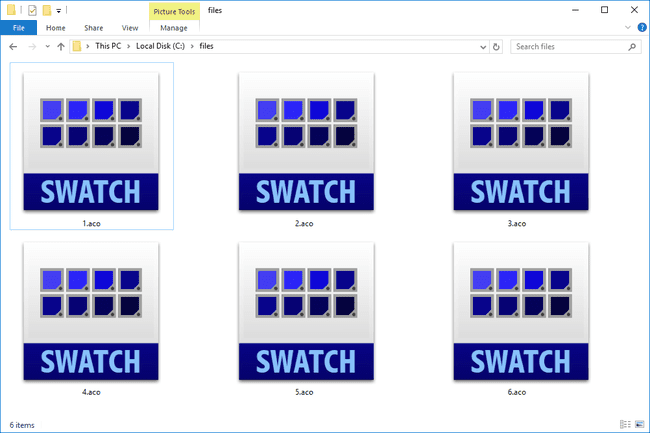 File ACO dalam folder dengan ikon SWATCH