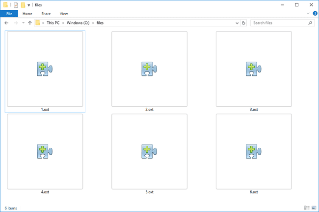 Tangkapan layar beberapa file OXT di Windows 10