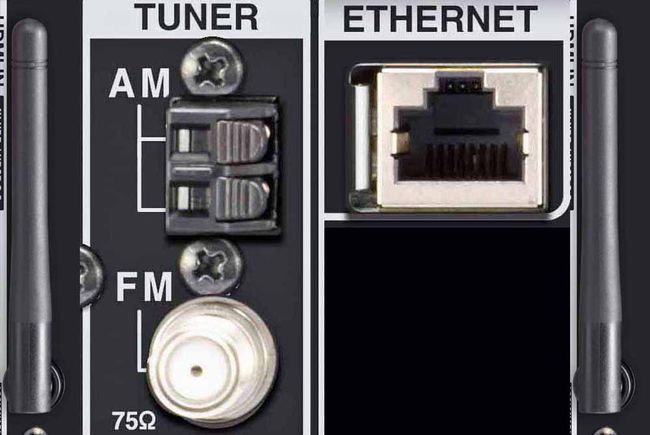 مستقبل المسرح المنزلي EthernetAntennas - Wi-Fi ، Bluetooth ، منافذ AMFM