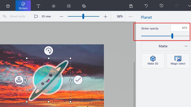 Windows 10 Paint 3D programında düzenlenen bir gün batımının fotoğrafı