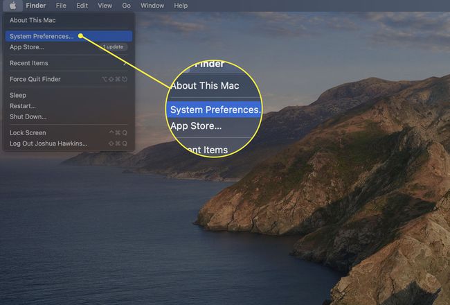 Ставка менија Систем Преференцес у Аппле менију у мацОС-у.
