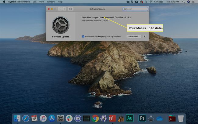 Прозор статуса ажурирања софтвера на Мац-у