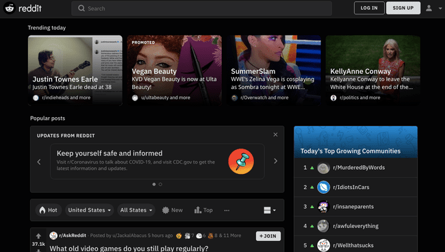 Die Reddit-Homepage