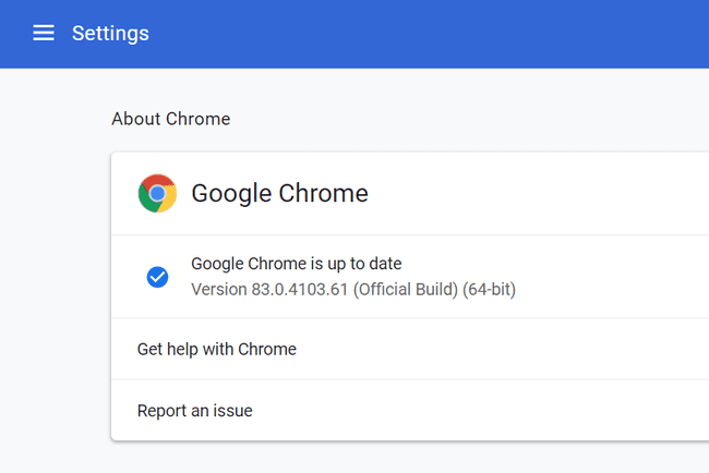 Google Chrome sürüm numarası