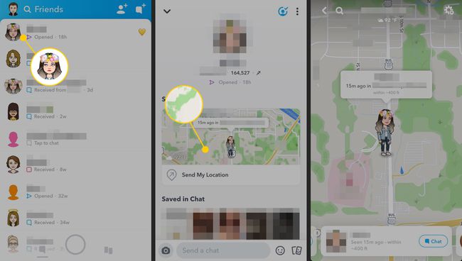 גישה למפת ה-Snap דרך הכרטיסייה חברים באייפון