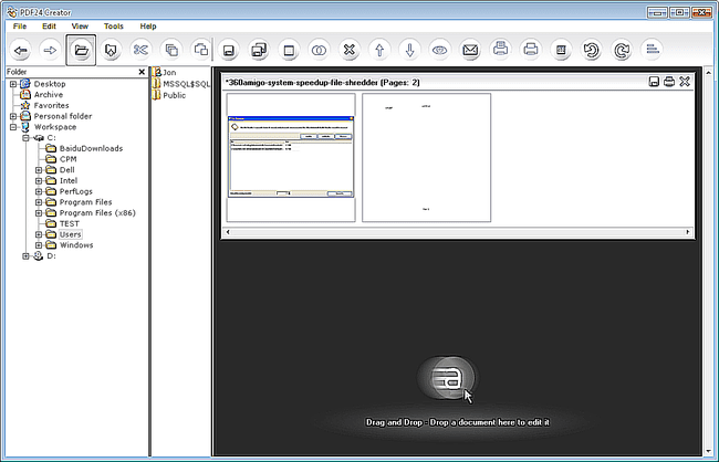 Snímek obrazovky PDF24 ve Windows 7