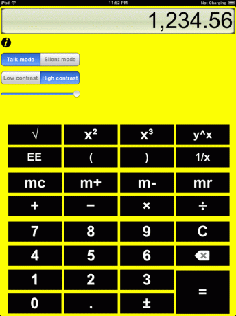 Snímek obrazovky aplikace Talking Calculator