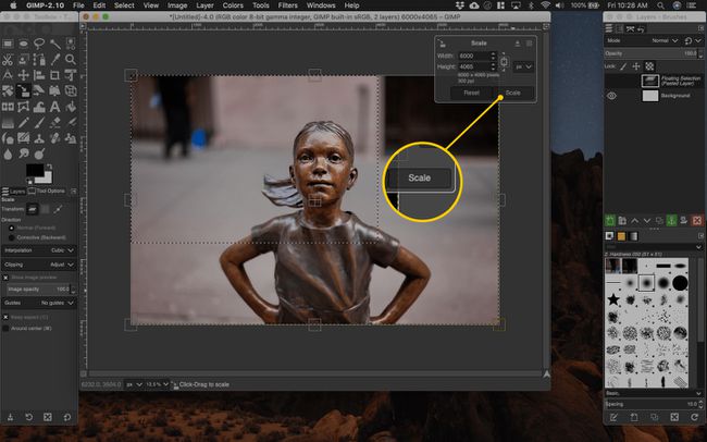 Schaltfläche " Skalieren" in Gimp für macOS