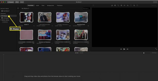 Hinzufügen von Fotos zu einem iMovie-Projekt.