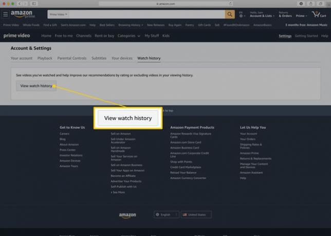 การตั้งค่าประวัติการรับชมวิดีโอของ Amazon Prime