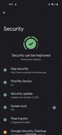 Hub de securitate Android 12