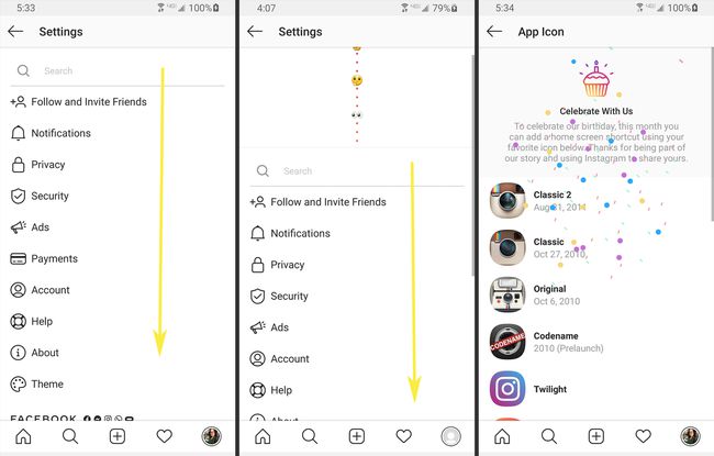 Spreminjanje ikone aplikacije Instagram v Androidu.