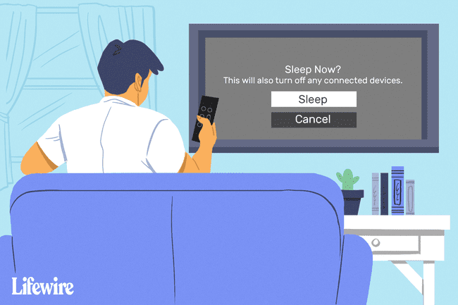 Иллюстрация человека, переводящего Apple TV в спящий режим
