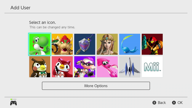 Επιλογή εικονιδίου στο Nintendo Switch.