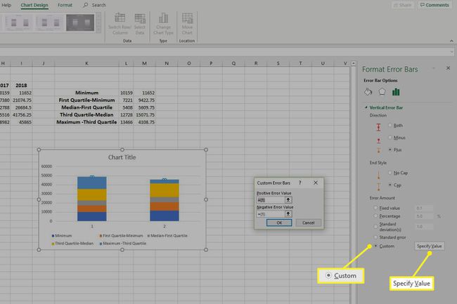 Dialogfeld " Benutzerdefinierte Fehlerbalken" in Excel