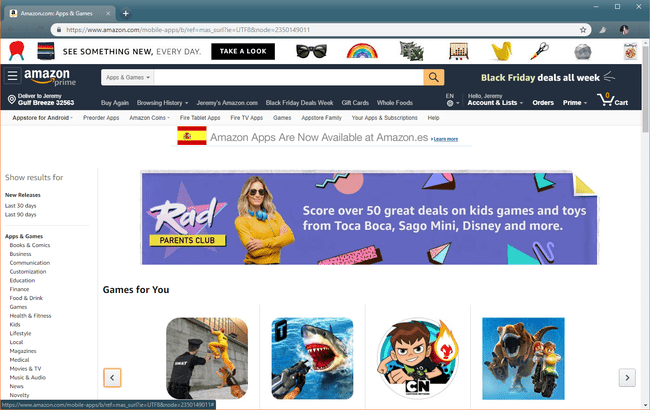 Скриншот магазина приложений Amazon.