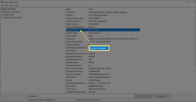 Sistēmas modeļa informācija Windows klēpjdatorā