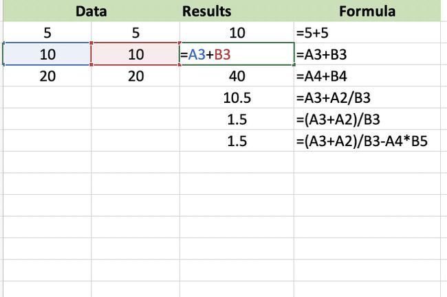 Zrzut ekranu programu Excel pokazujący formułę dodawania zbliżenia