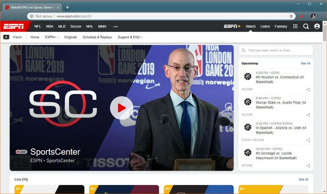O captură de ecran a WatchESPN.
