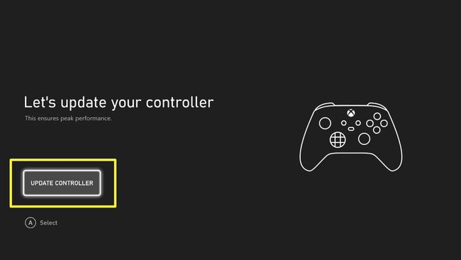 Képernyőkép az Xbox Series XS vezérlő frissítéséről.