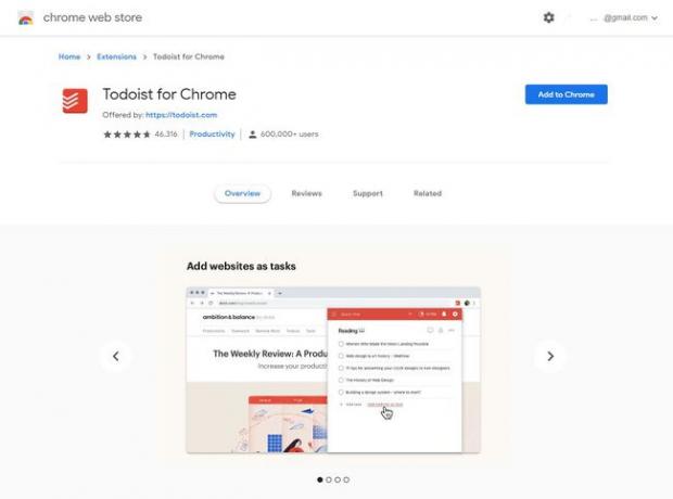 Todoist en la tienda Chrome