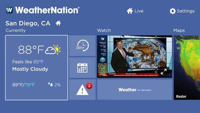 Primjer izbornika WeatherNation–Roku Channel