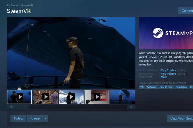 Página de configuração do SteamVR.