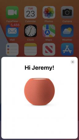 HomePod Mini, mis on seadistamise lõpetanud.