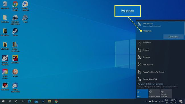 Propiedades resaltadas en red Wi-Fi en Windows 10