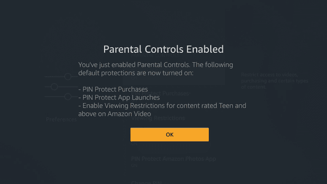 Zrzut ekranu z włączoną kontrolą rodzicielską w Firestick.