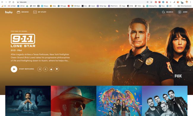 En skärmdump av Hulu välkomstskärm.