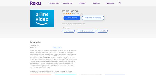 Amazon Prime Video Roku-kanaal